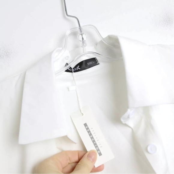 CBR | White Button Down Shirt with Snake Print Accent Leggings | Size L - Picture 9 of 16